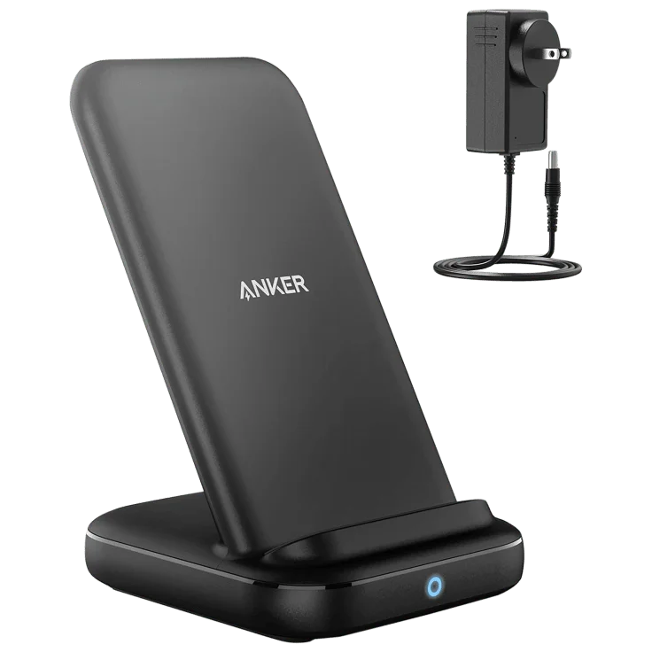 Anker PowerWave 10 Stand with 2 USB-A Ports Wireless Charger with AC Adapter Qi Certified