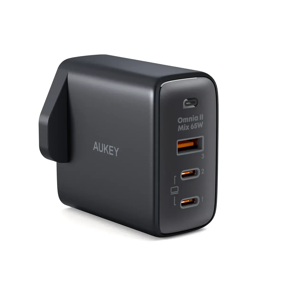 AUKEY PA-B6T | 65W GaN Wall Charger | 2x Type-C + 1x USB Ports | Universal Fast Charging