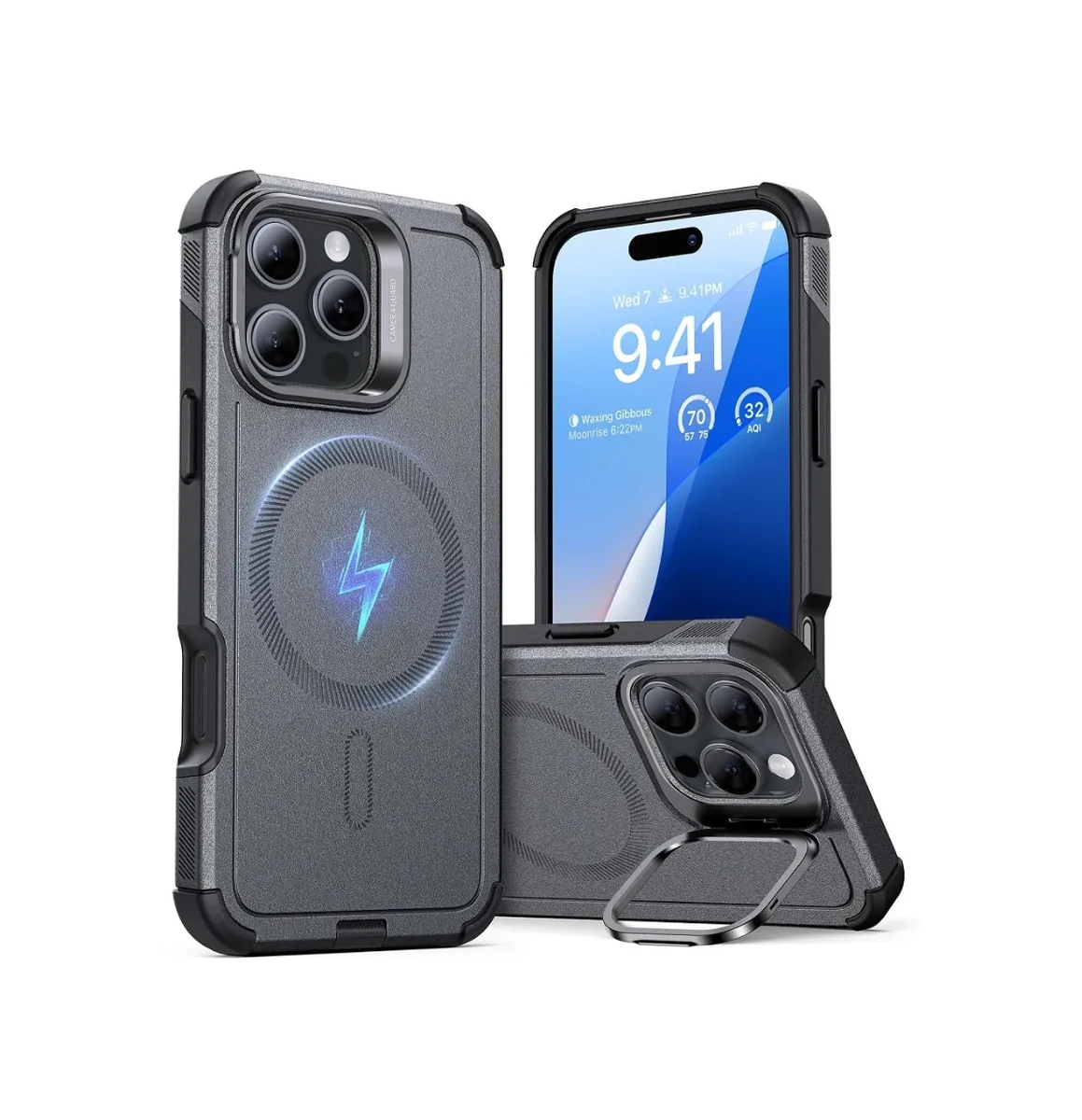 ESR iPhone 16 Pro Max Cyber Tough Case with Stash Stand (HaloLock)