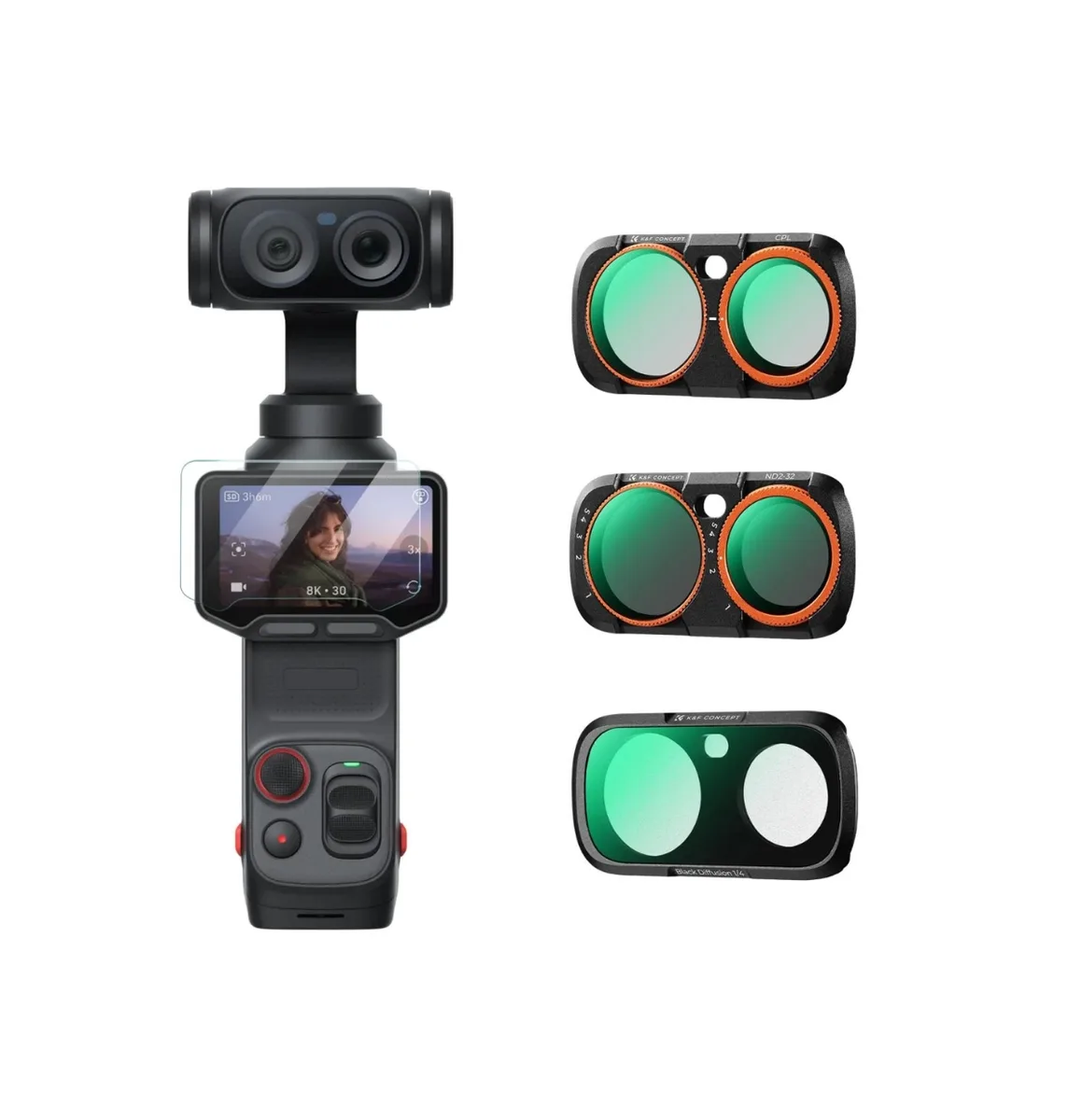 K&F Concept Camera Filter 3-Piece Kit (CPL + Black Mist 1/4 + ND2-32) for Insta360 Luna Ultra