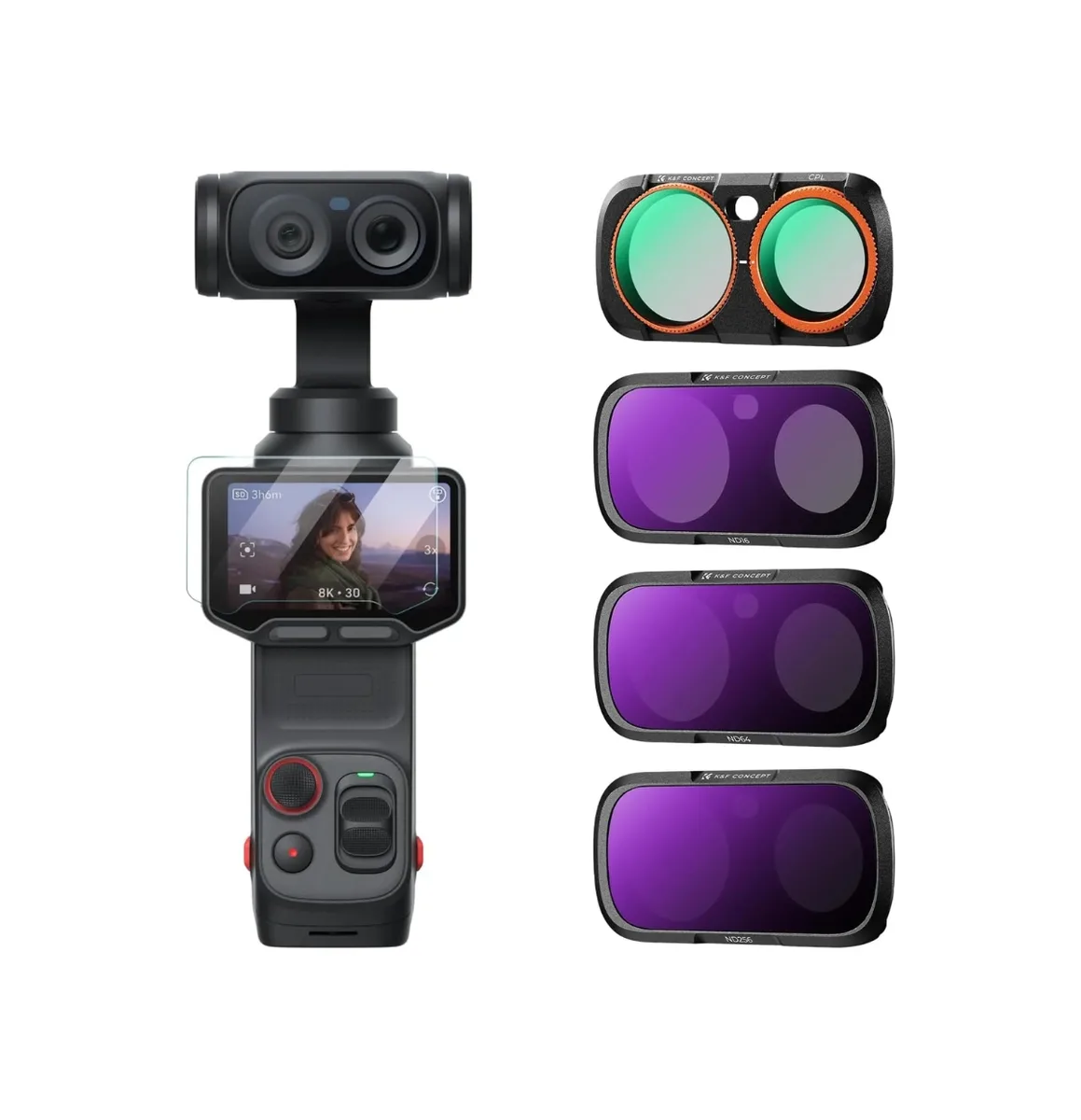 K&F Concept Camera Filter 4-Piece Kit (CPL + ND16 + ND64 + ND256) for Insta360 Luna Ultra
