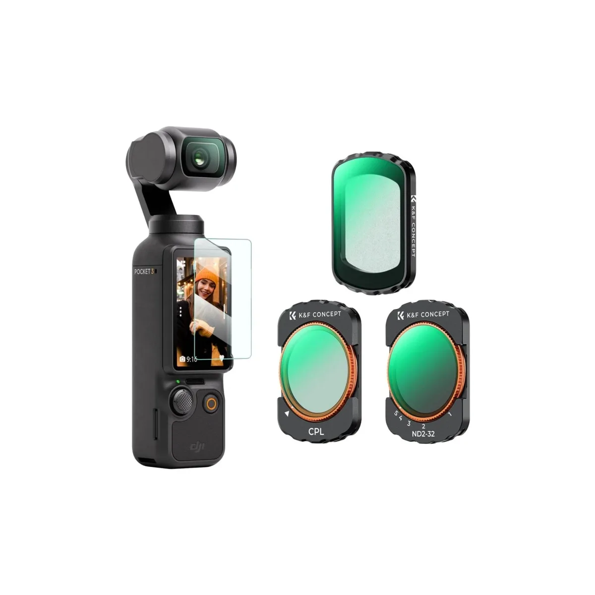 K&F Concept DJI OSMO Pocket 3/4 (CPL + Black Diffusion1/4 + ND2-32)