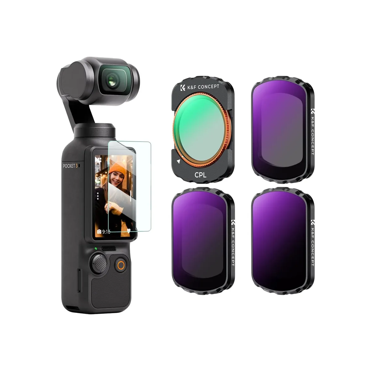 K&F Concept DJI Osmo Pocket 3/4 Pocket Filter (Black Soft 1/4 + ND16 + ND64 + ND256)