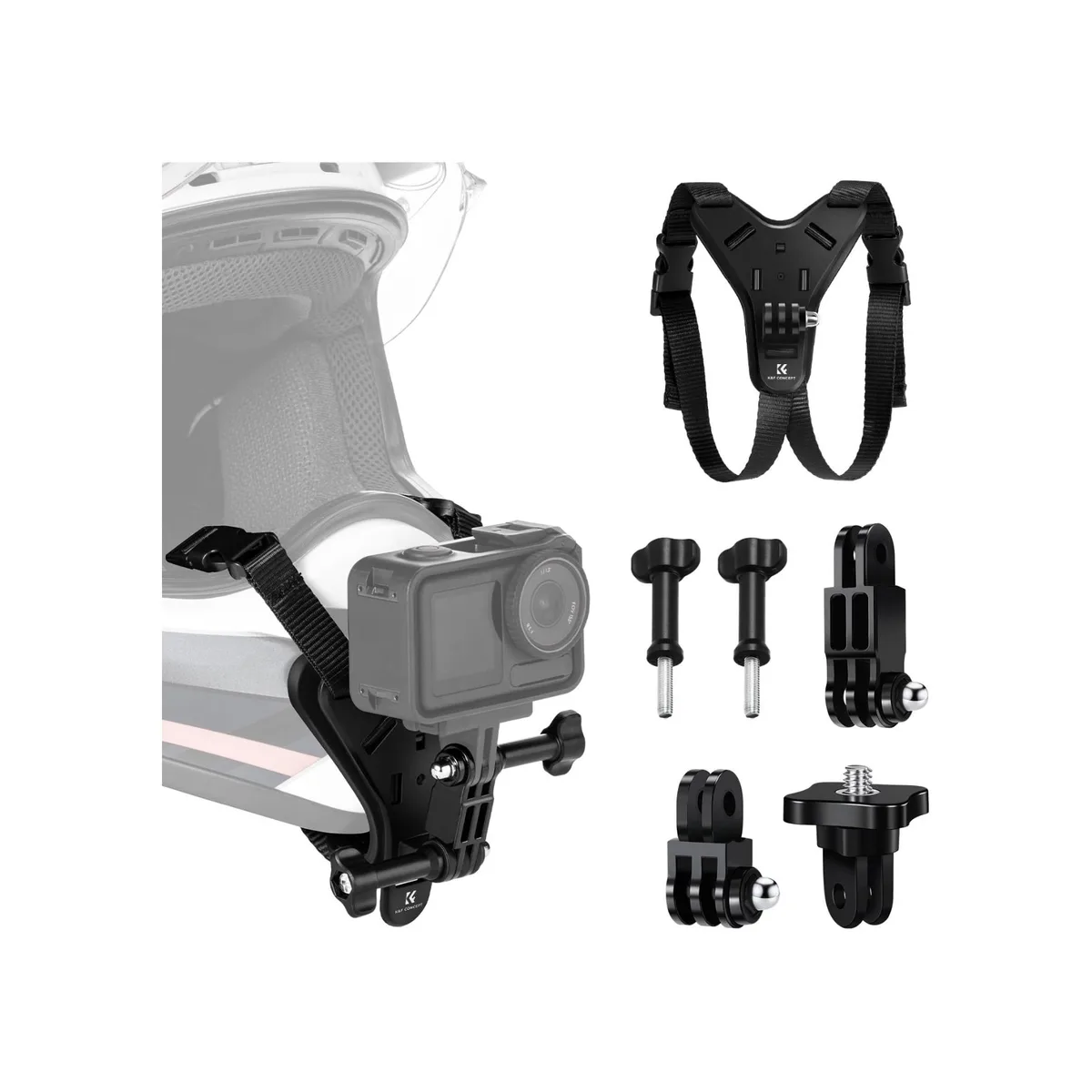 K&F Concept Sports Camera Helmet Chin Mount With 1/4 Turn Adapter