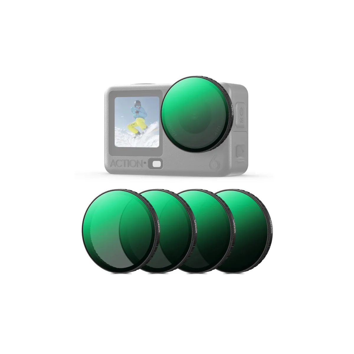 K&F Concept ND/PL Filter Kit for DJI Osmo Action 6 (ND8&PL + ND16&PL + ND32&PL + ND64&PL)