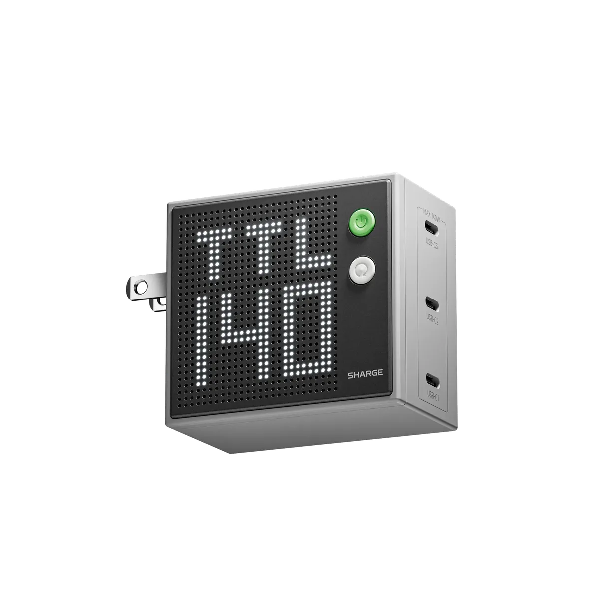 SHARGE Pixel 100 / 140 / 67W GaN Charger (67/100/140W, 3 Ports,Dot-Matrix Display)