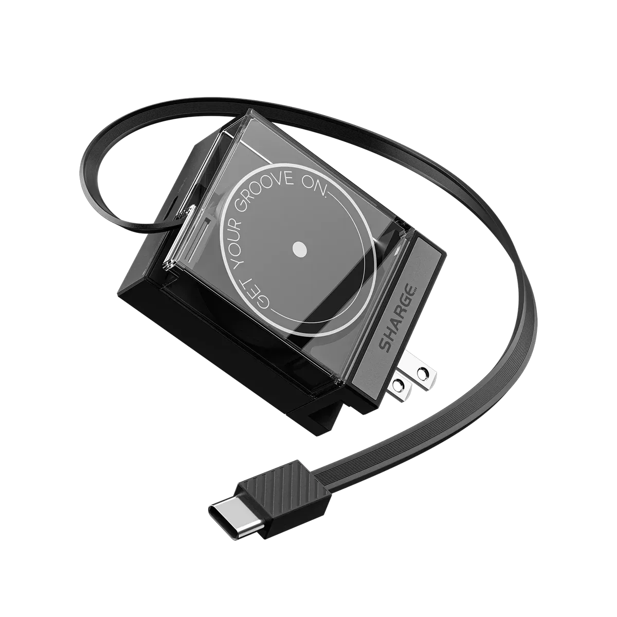 SHARGE Retractable 65 Charger ( 65W,2 Ports,Built-in Retractable Cable)