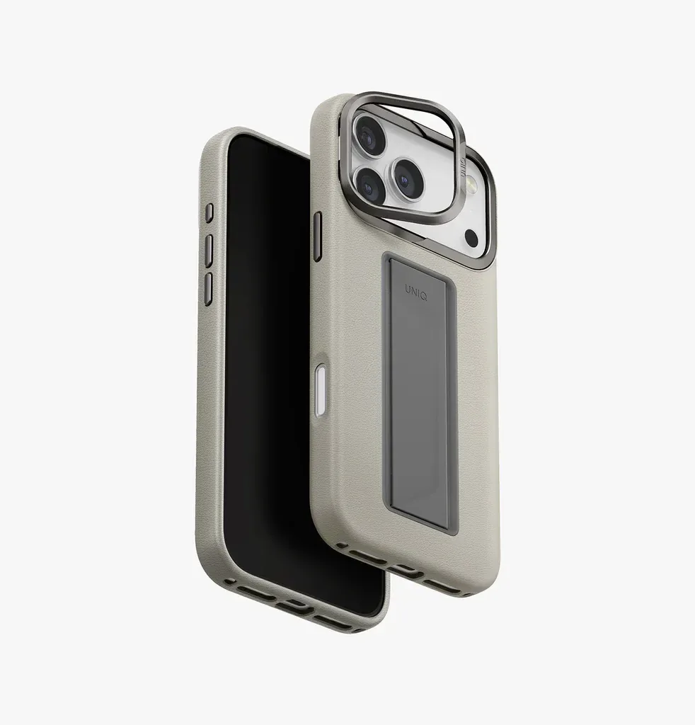 UNIQ Heldro Pro FlexGrip™ Leatherette Case with Camera Stand - iPhone 17 Pro Max / 18 Pro Max